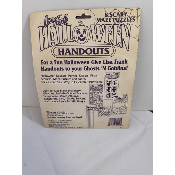 Vintage Lisa Frank Halloween Party Favors 8 Scary‎ Maze Puzzles Never Opened - Picture 4 of 4